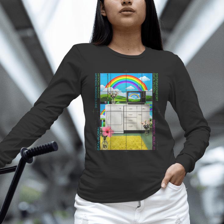 Women's Frutiger Aero Aesthetic Rainbow Glitch Art Unisex Long Sleeve T-Shirt