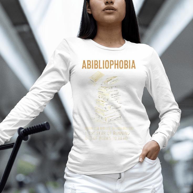 Abibliophobia Books Lover Bookworm Bookaholic Reader Unisex Long Sleeve T-Shirt