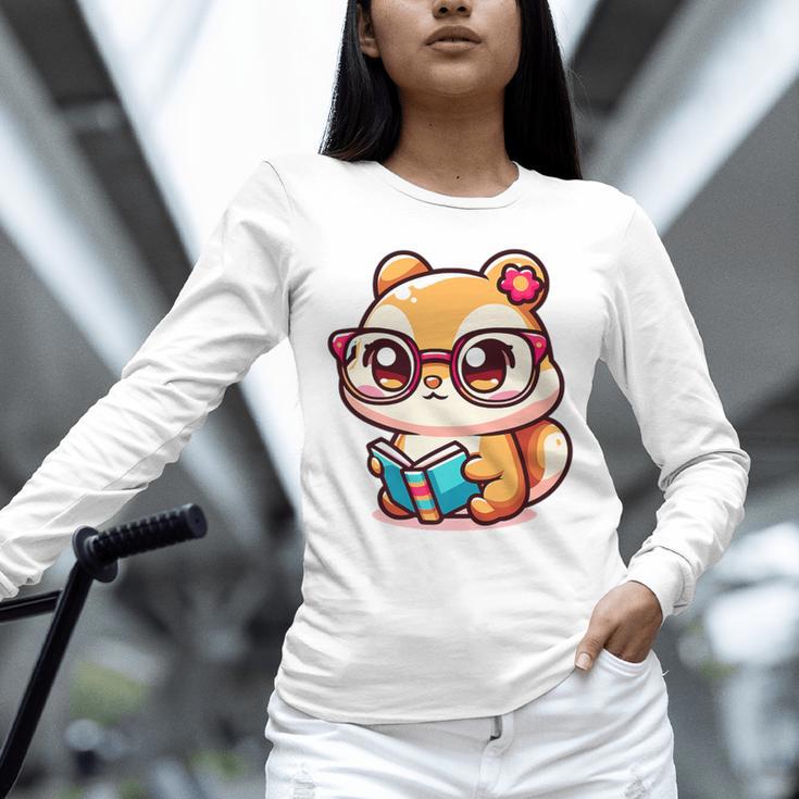 Adorable Book Lover Chipmunk With Reading Glasses Cute Premium Unisex Long Sleeve T-Shirt Adorable Book Lover Chipmunk With Reading Glasses Cute Premium Unisex Long Sleeve T-Shirt