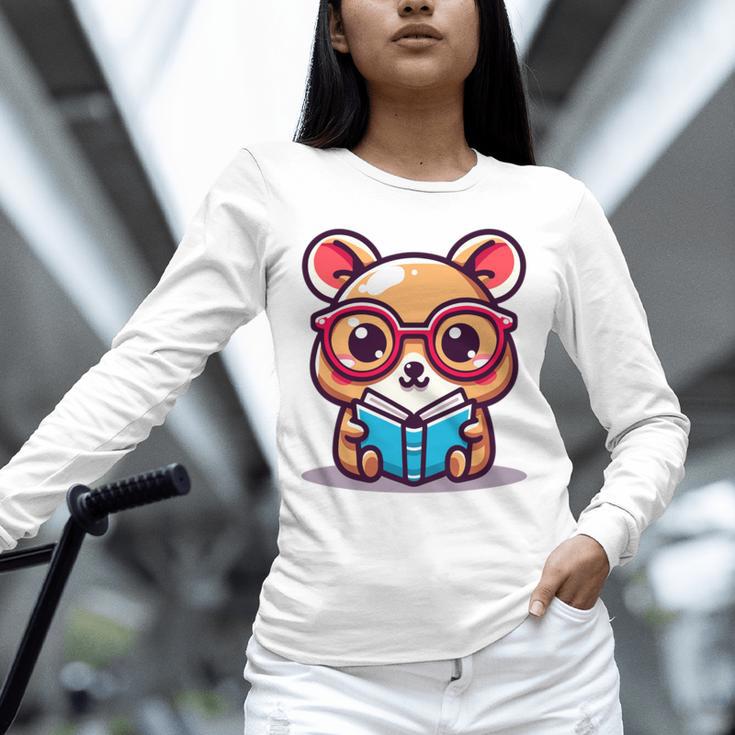 Adorable Book Lover Quokka With Reading Glasses Cute Unisex Long Sleeve T-Shirt
