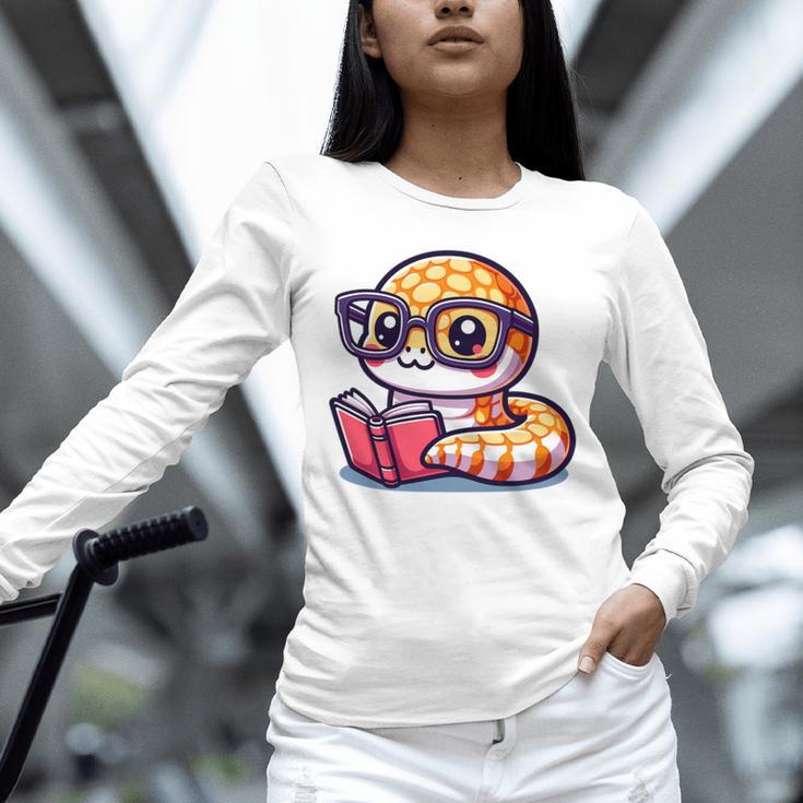 Adorable Book Lover Rattlesnake With Reading Glasses Cute Unisex Long Sleeve T-Shirt