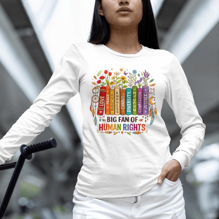 Boho Floral Book Big Fan Of Human Rights Liberal Protest Unisex Long Sleeve T-Shirt Boho Floral Book Big Fan Of Human Rights Liberal Protest Unisex Long Sleeve T-Shirt