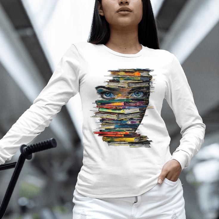 Book Women Graphic Art Colorful Eyes Unisex Long Sleeve T-Shirt