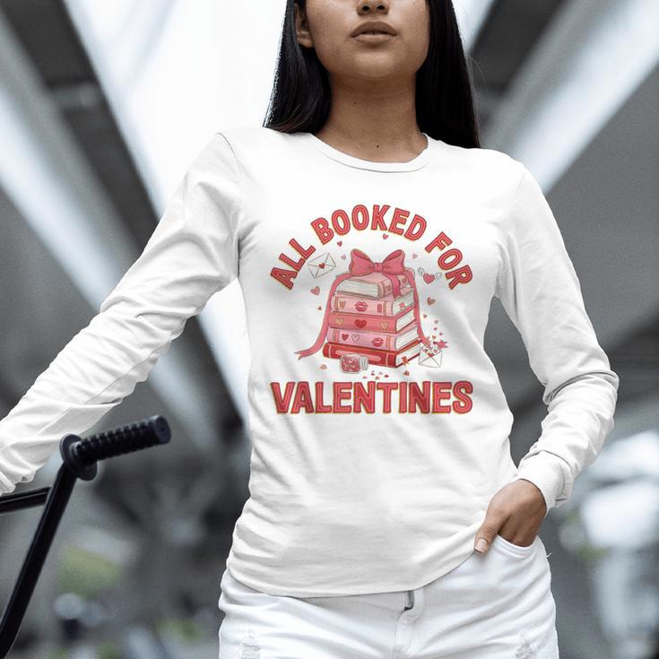 All Booked For Valentines Bow Heart Book Lover Valentine Day Unisex Long Sleeve T-Shirt