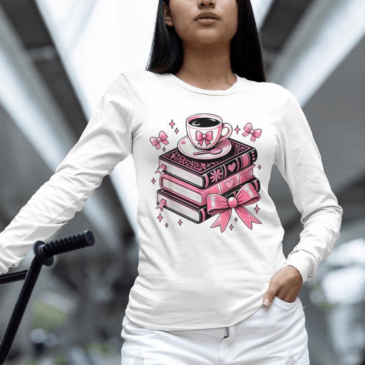 All Booked For Valentine's Teacher Coquette Bow Coffee Book Unisex Long Sleeve T-Shirt