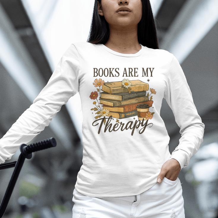 Books Are My Therapy Vintage Book Lover Daisy Art Unisex Long Sleeve T-Shirt Books Are My Therapy Vintage Book Lover Daisy Art Unisex Long Sleeve T-Shirt