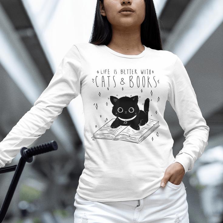 Cat Book For Women Life Is Better With Cats And Books Unisex Long Sleeve T-Shirt