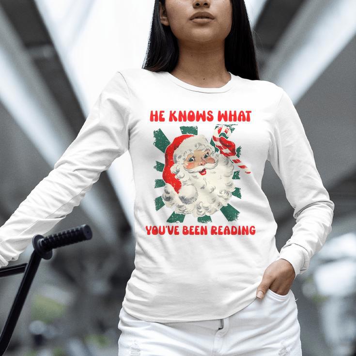 Christmas Bookish He Knows What You'Ve Been Reading Women Unisex Long Sleeve T-Shirt