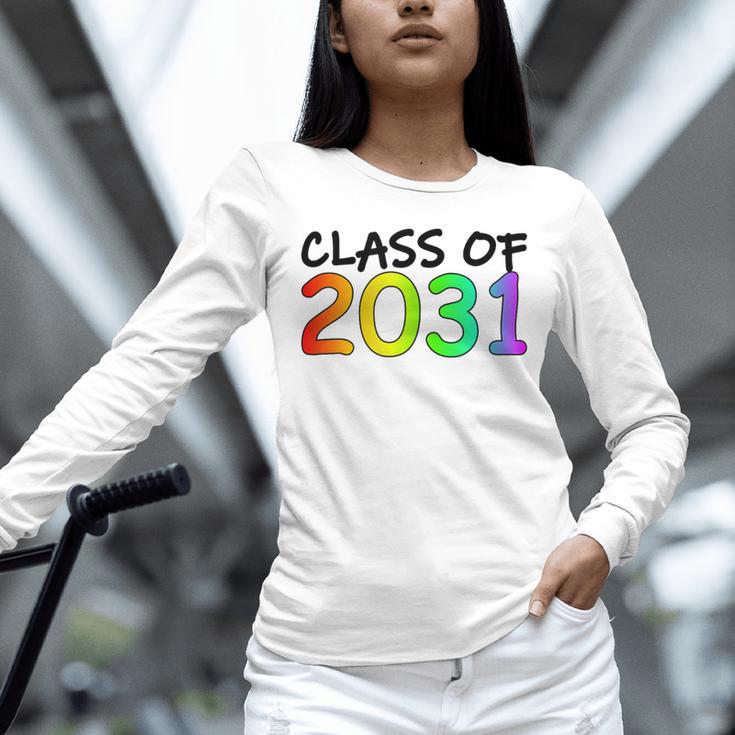 Class Of 2031 Pre-K -12th Grade Hand Prints Space Graduation Unisex Long Sleeve T-Shirt