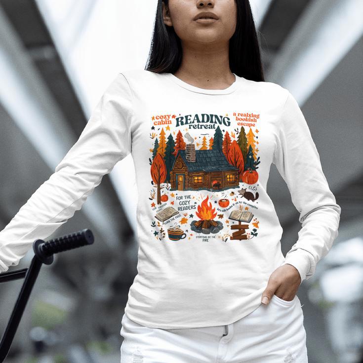 Cozy Reading Cabin Retreat Fall Bookish Autumn Cozy Reader Unisex Long Sleeve T-Shirt