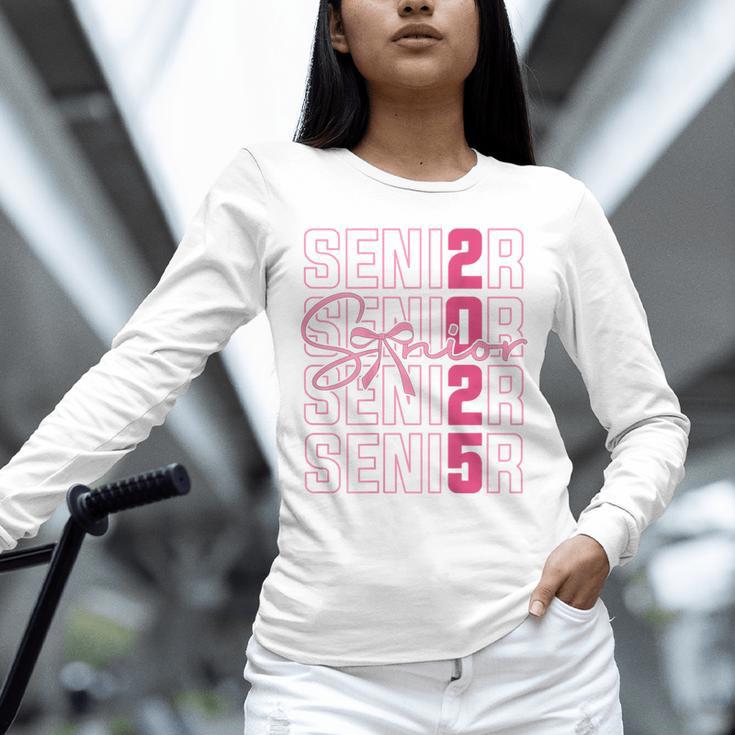 Cute Girls Women Class 2025 Graduation Senior Coquette Bow Unisex Long Sleeve T-Shirt