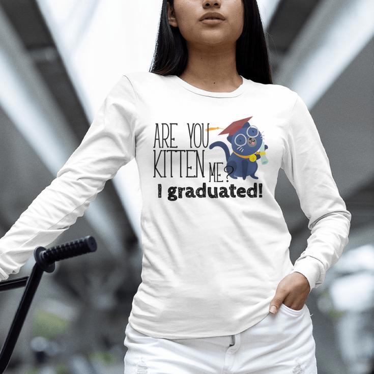 Cute Graduation Cat Masters High School T-Shirt For Men Women Kids Unisex Long Sleeve T-Shirt