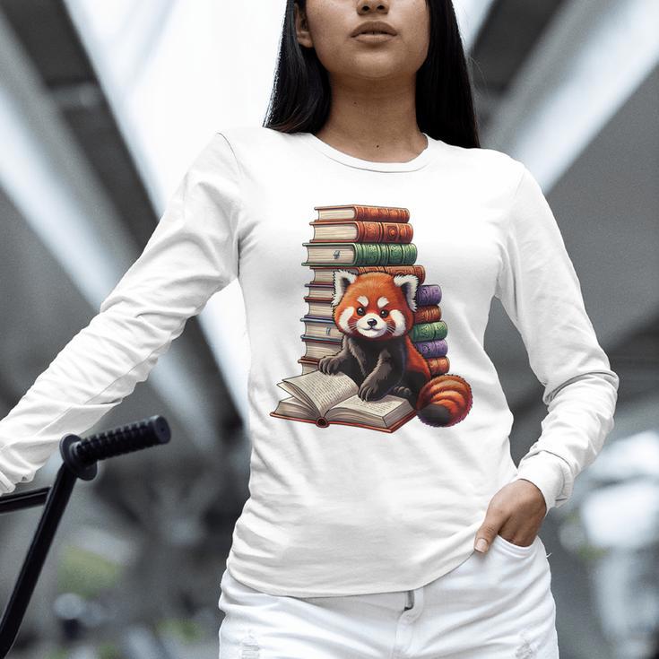 Cute Red Panda Reading Book Animal Bookworm Unisex Long Sleeve T-Shirt