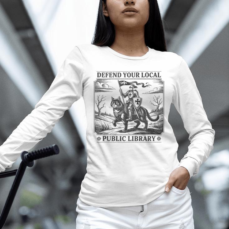 Defend Your Local Public Library Cat Knight Book Lover Unisex Long Sleeve T-Shirt Defend Your Local Public Library Cat Knight Book Lover Unisex Long Sleeve T-Shirt