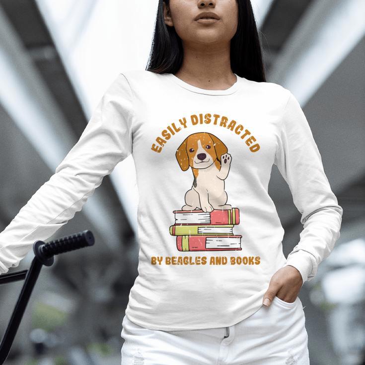 Easily Distracted By Beagles And Books Beagle Dog Unisex Long Sleeve T-Shirt