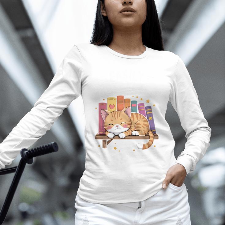 Easily Distracted By Cats And Books Cute Cat Sleeping Girls Unisex Long Sleeve T-Shirt Easily Distracted By Cats And Books Cute Cat Sleeping Girls Unisex Long Sleeve T-Shirt