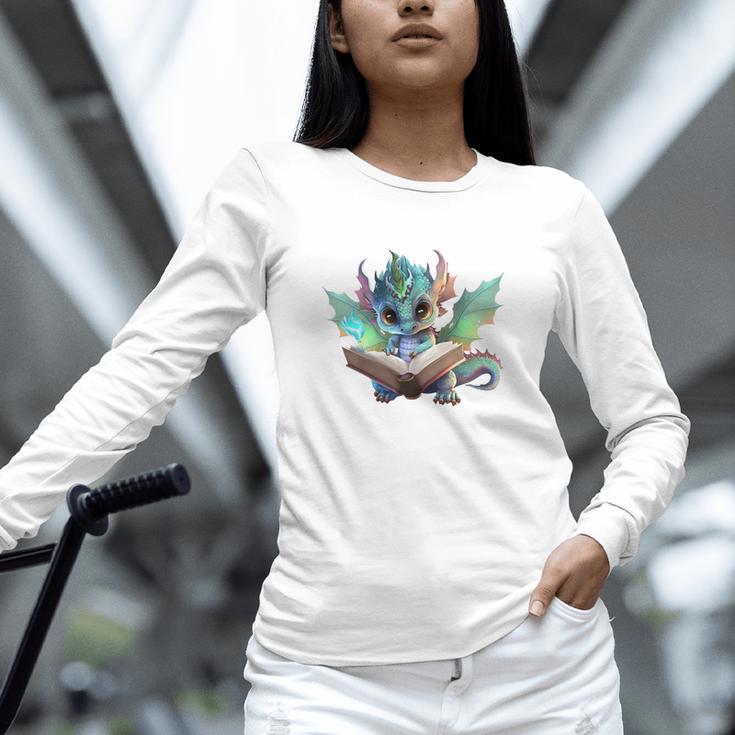 Easily Distracted By Dragon And Books Introvert Shirt Unisex Long Sleeve T-Shirt
