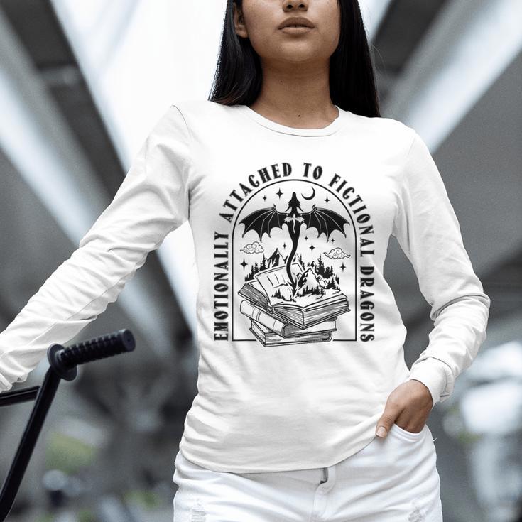 Emotionally Attached To Fictional Dragons Books Lover Unisex Long Sleeve T-Shirt
