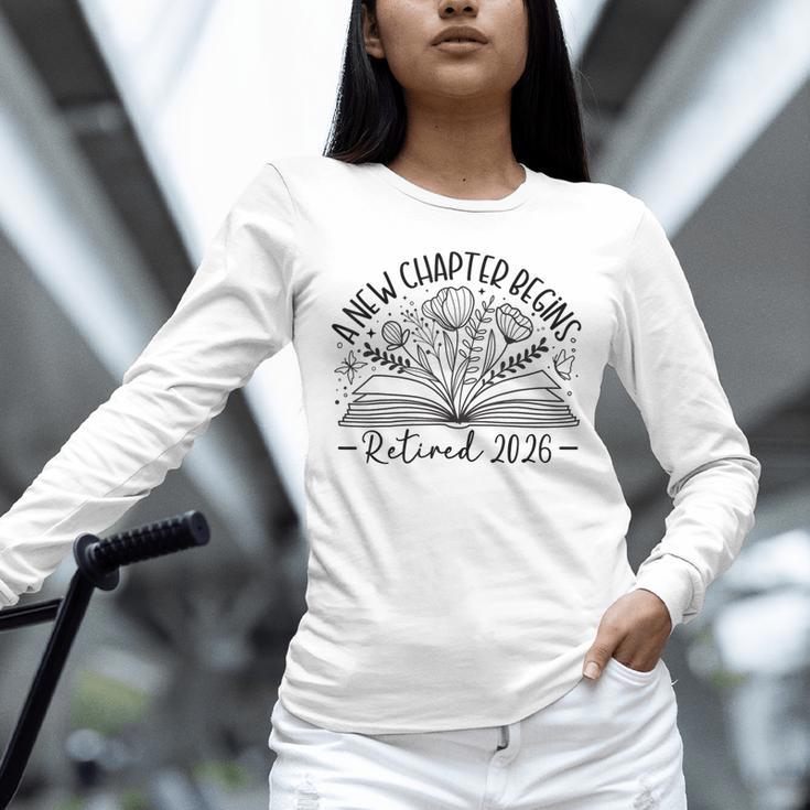 Floral Book a New Chapter Begins Retired Retirement Teacher Unisex Long Sleeve T-Shirt