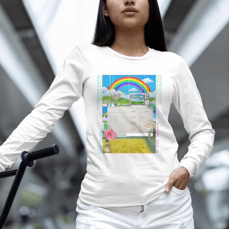 Frutiger Aero Aesthetic Rainbow Glitch Art Unisex Long Sleeve T-Shirt