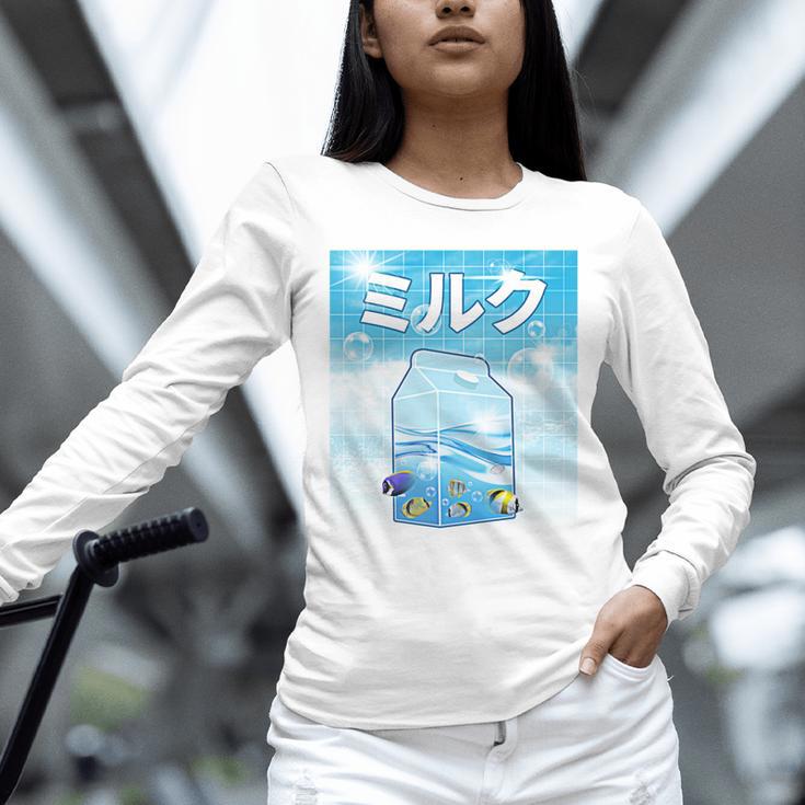 Frutiger Aero Aesthetic Tech Kawaii Milk Underwater Fishes Unisex Long Sleeve T-Shirt Frutiger Aero Aesthetic Tech Kawaii Milk Underwater Fishes Unisex Long Sleeve T-Shirt