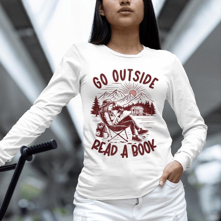 Go Outside Read a Book Vintage Bibliophiles Unisex Long Sleeve T-Shirt