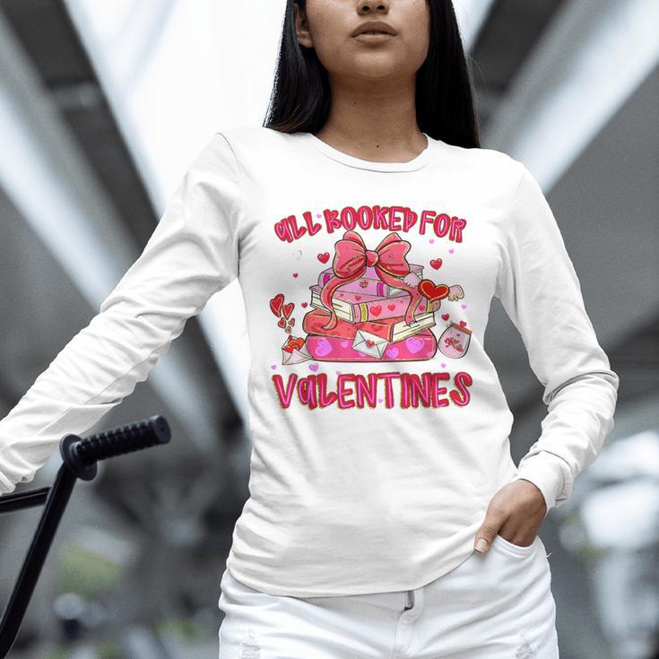 Groovy All Booked For Valentines Books Pink Coquette Bow Unisex Long Sleeve T-Shirt