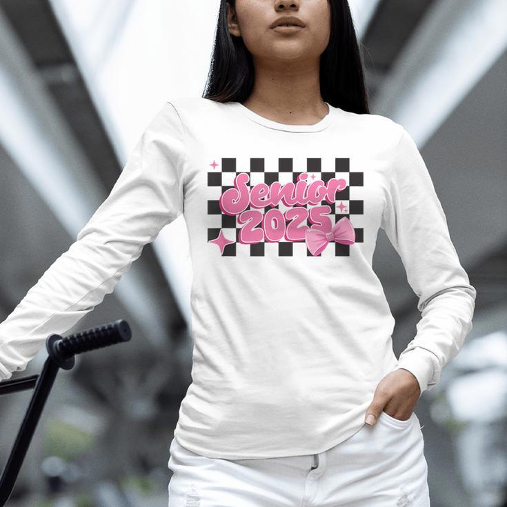 Groovy Senior Class Of 2026 Coquette Pink Bow Graduation Unisex Long Sleeve T-Shirt