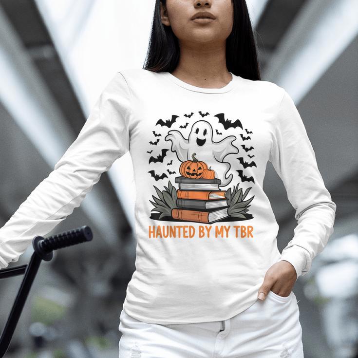 Haunted By My TBR Boo Halloween Book Lover Librarian Unisex Long Sleeve T-Shirt