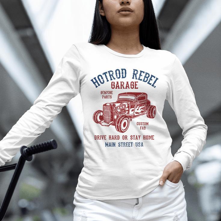Hotrod Rebel Automotive Nostalgia Old Car Distressed Premium Tri-Blend Unisex Long Sleeve T-Shirt