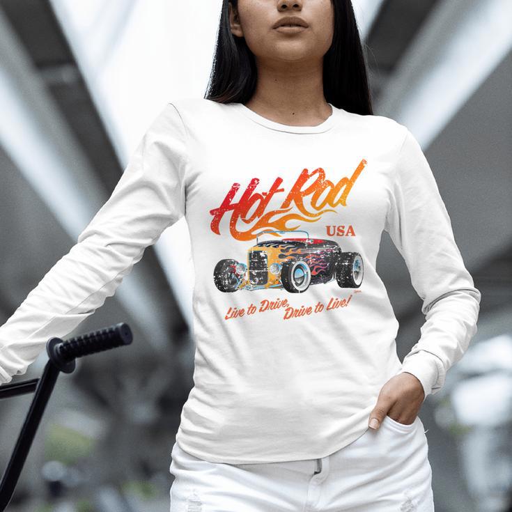 Hotrod Vintage Style Car Nostalgia Hotrod Distressed Premium Tri-Blend Unisex Long Sleeve T-Shirt