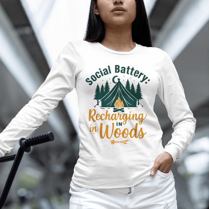 Introvert Camping Social Battery Recharging In The Woods Unisex Long Sleeve T-Shirt