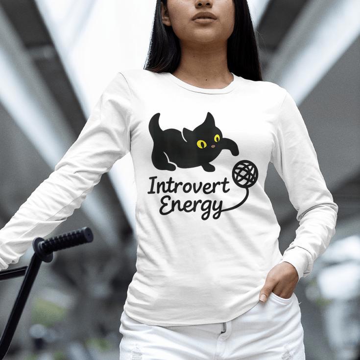 Introvert Energy Cat Love Cat Meme Unisex Long Sleeve T-Shirt