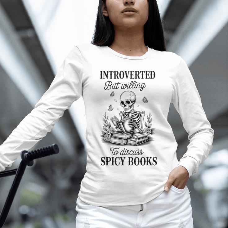 Introvert Read Spicy Books Lover Bookworm Skeleton Reading Unisex Long Sleeve T-Shirt Introvert Read Spicy Books Lover Bookworm Skeleton Reading Unisex Long Sleeve T-Shirt