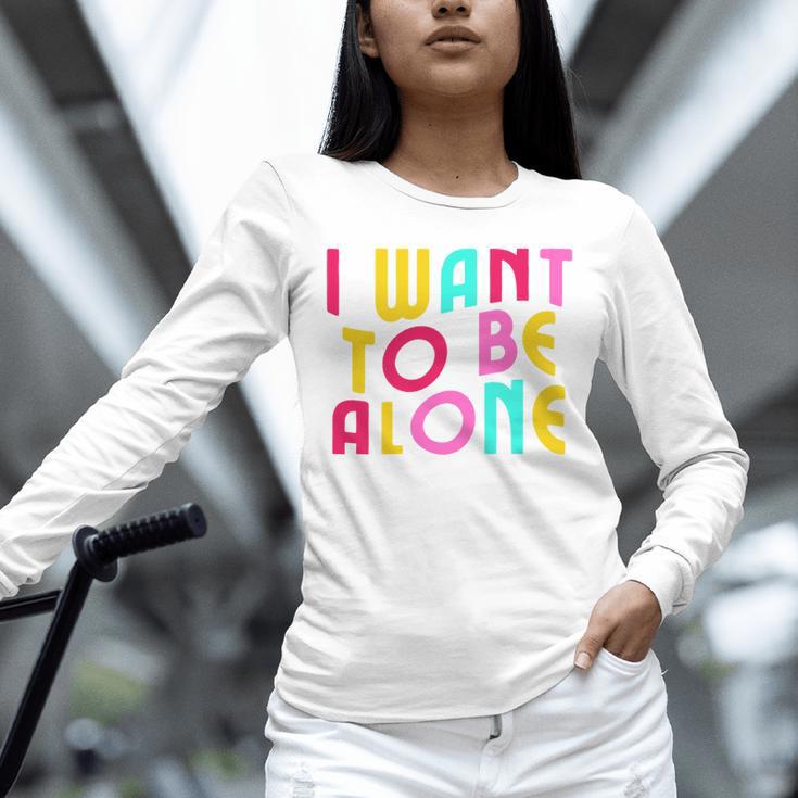 Introvert I Want To Be Alone Retro Wavy Unisex Long Sleeve T-Shirt