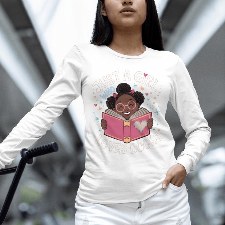 Just A Girl Who Loves Books Cute African American Afro Unisex Long Sleeve T-Shirt