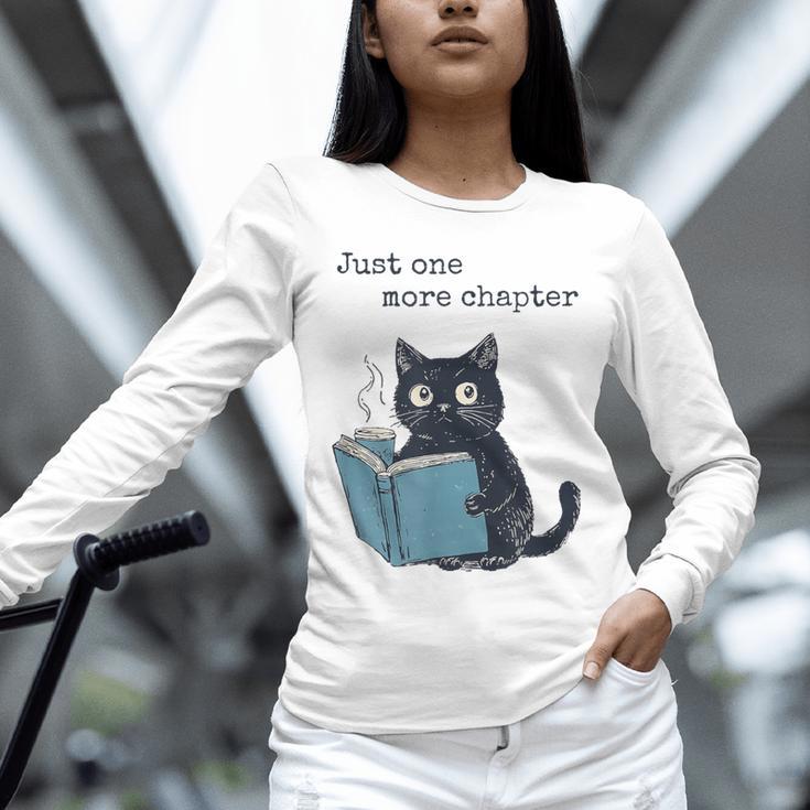 Just One More Chapter Bookworm Cat Book Lover Unisex Long Sleeve T-Shirt