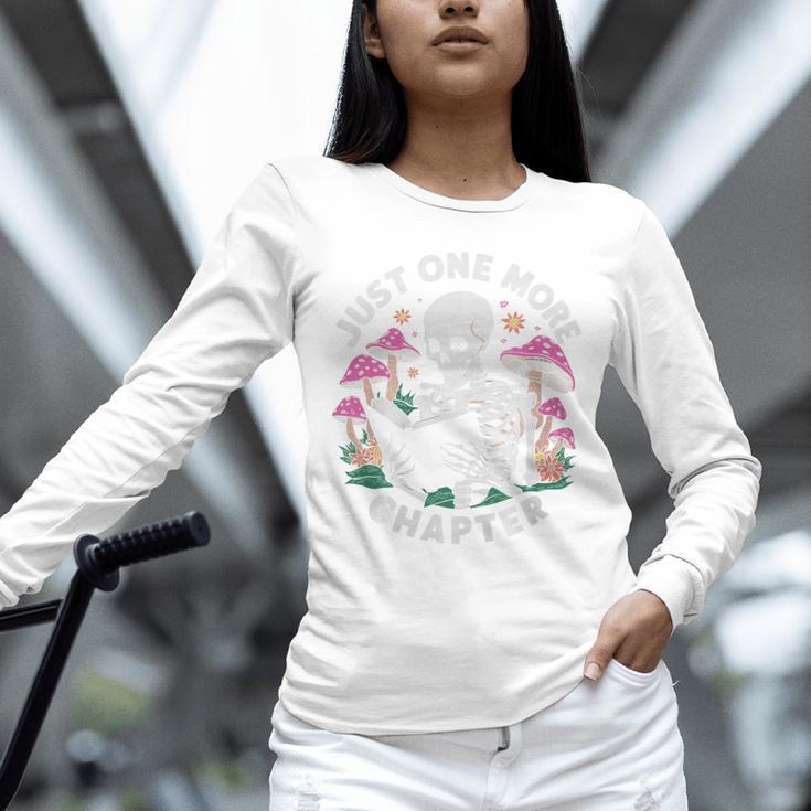Just One More Chapter Mushrooms Gothic Skeleton Book Lover Premium Unisex Long Sleeve T-Shirt