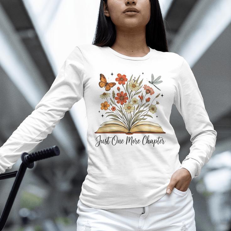 Just One More Chapter Open Book Flowers Unisex Long Sleeve T-Shirt