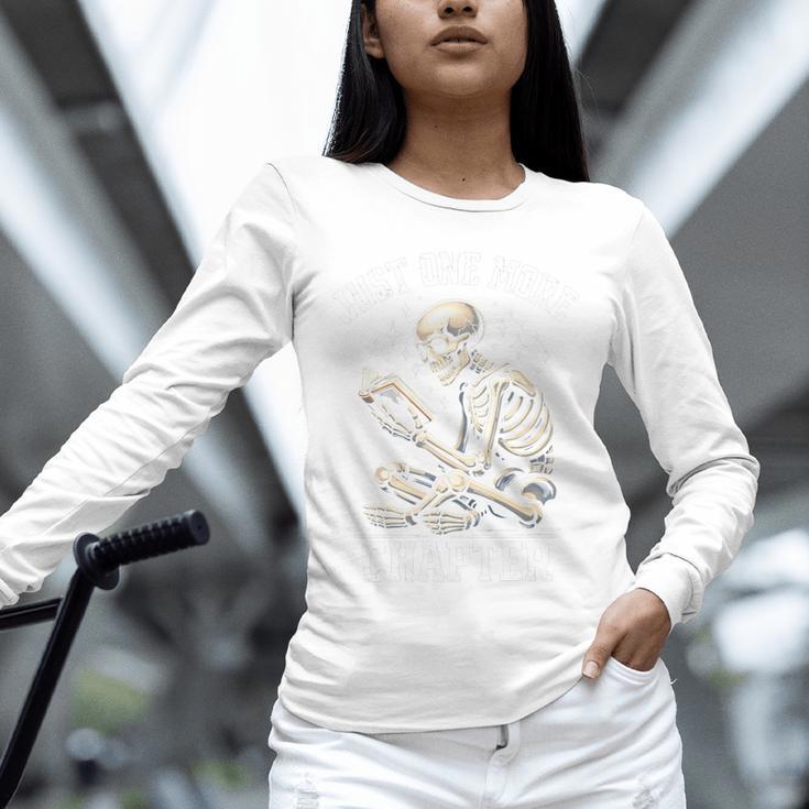 Just One More Chapter Reading Skeleton Book Lover Premium Tri-Blend Unisex Long Sleeve T-Shirt