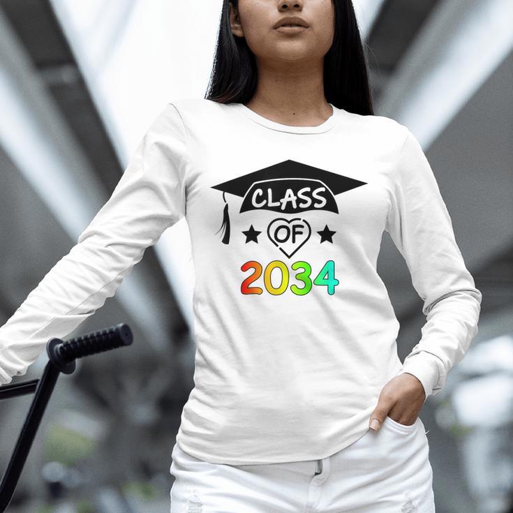 K -12th Grade Hand Prints Space Graduation Class Of 2034 Unisex Long Sleeve T-Shirt