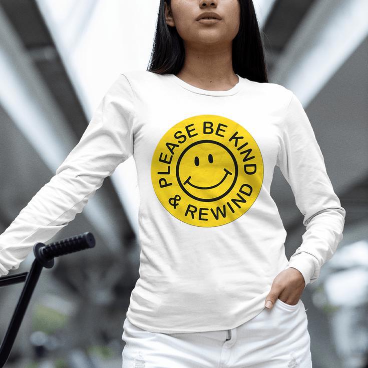 Be Kind Rewind Shirt Retro Nostalgia Sticker 80s 90s Tee Premium Tri-Blend Unisex Long Sleeve T-Shirt