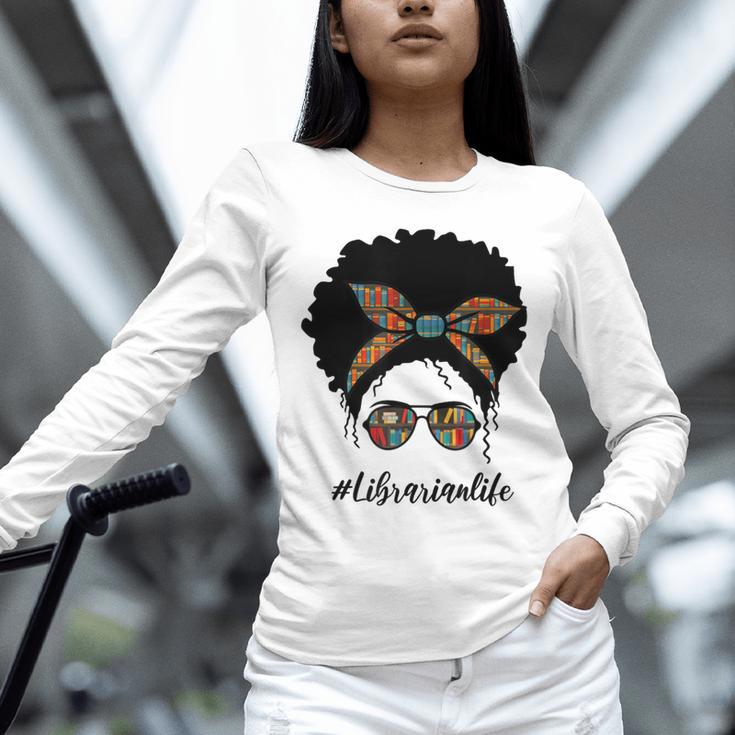 Librarian Teacher Messy Bun Life Book Library Back To School Unisex Long Sleeve T-Shirt