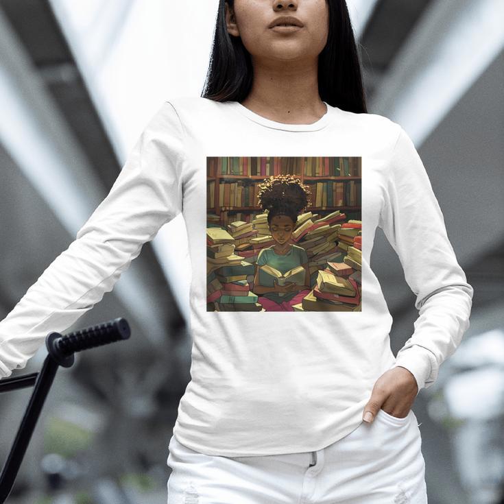 Melanin Afro Women Educated Reading Book History Girls Unisex Long Sleeve T-Shirt