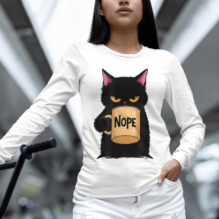 Nope Coffee Cat – Introvert Humor Monday Kitty Unisex Long Sleeve T-Shirt Nope Coffee Cat – Introvert Humor Monday Kitty Unisex Long Sleeve T-Shirt