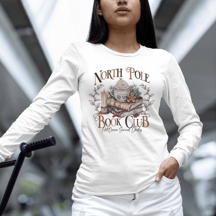 North Pole Book-Club Hot Cocoa Served Daily Christmas Book Unisex Long Sleeve T-Shirt