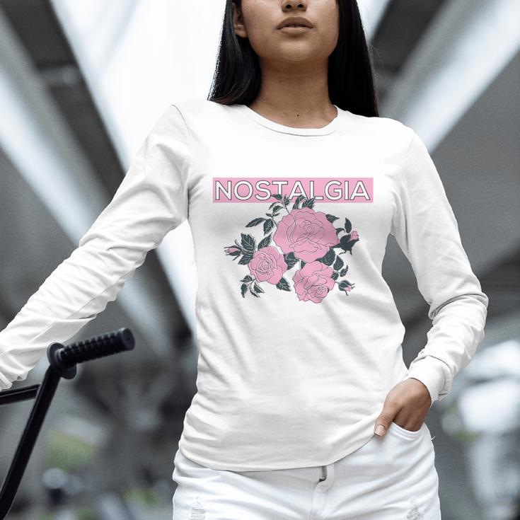 Nostalgia 80s 90s Retro Style Graphics Rose Pink Flower Unisex Long Sleeve T-Shirt