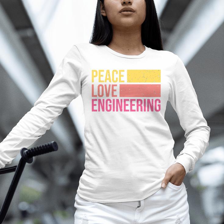 Peace Love Engineering Engineer School Graduation Retro Unisex Long Sleeve T-Shirt