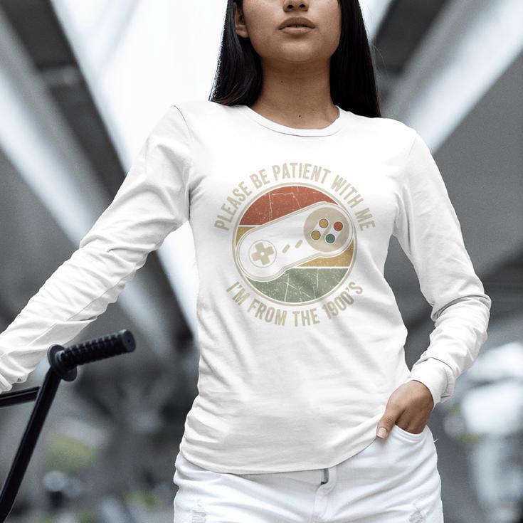 Please Be Patient With Me I'm From The 1900s Retro Gamer Premium Tri-Blend Unisex Long Sleeve T-Shirt