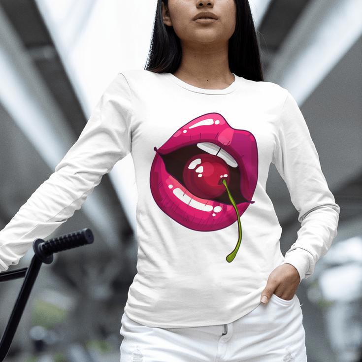 Rainbow Lips With a Cherry In The Mouth 80s Nostalgia Premium Tri-Blend Unisex Long Sleeve T-Shirt Rainbow Lips With a Cherry In The Mouth 80s Nostalgia Premium Tri-Blend Unisex Long Sleeve T-Shirt